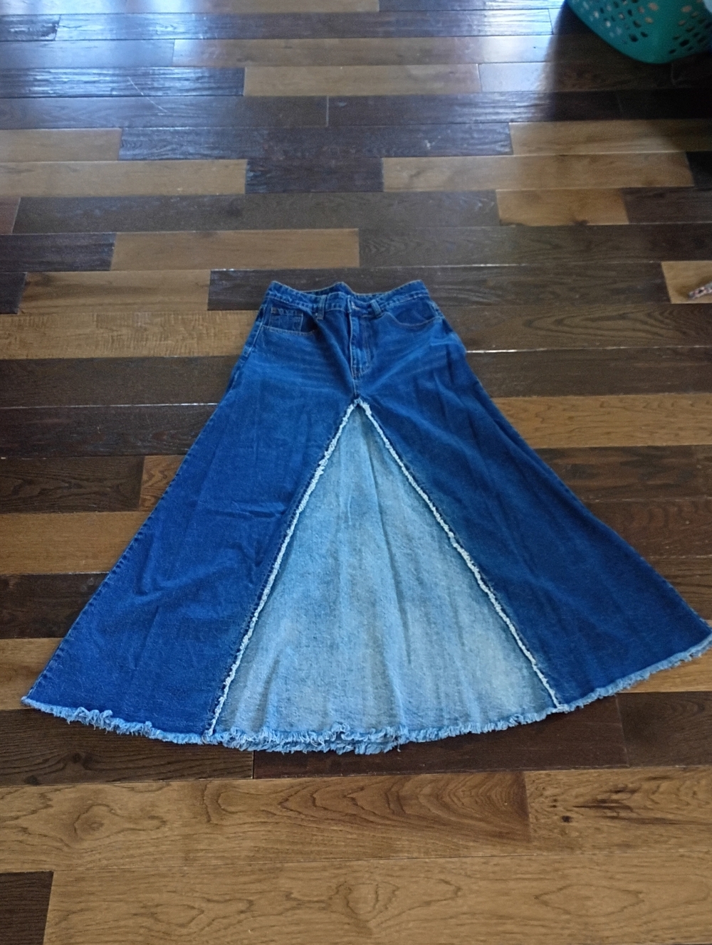 Pieced Denim Maxi Skirt Size 6?